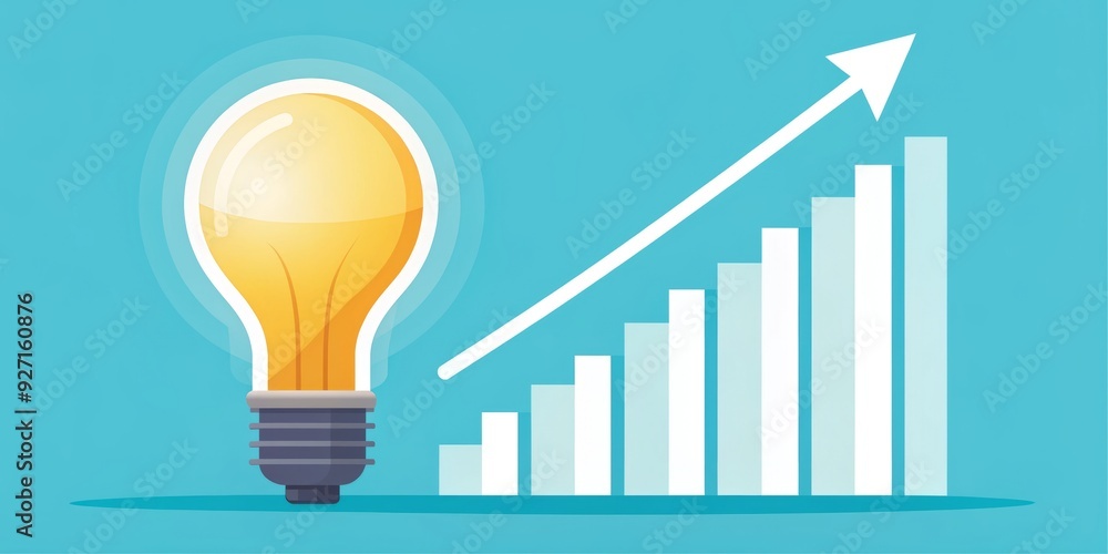 Idea light bulb with rising bars Idea light bulb with rising bars