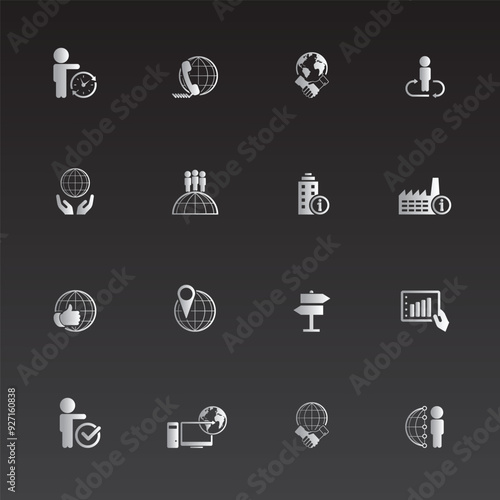 Universal business management and human resources icon set. Universal icons for web and mobile. Vector.	
