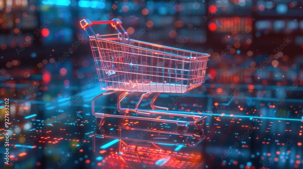 Shopping cart online retail and internet sale symbol digital concept. Network Shopping cart online retail and internet sale symbol digital concept. Network