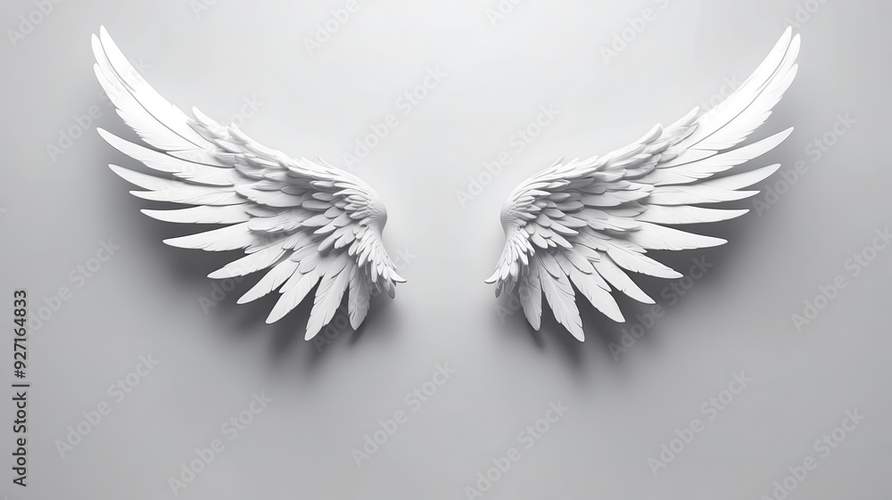 Obraz premium Angel wings cartoon on white solid background