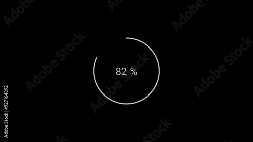 Animated circle Progress Indicator Showing 0 to 100 Completion. Modern design. Futuristic Style. In black Background