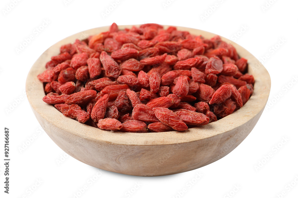 Dried goji berries in bowl isolated on white Dried goji berries in bowl isolated on white