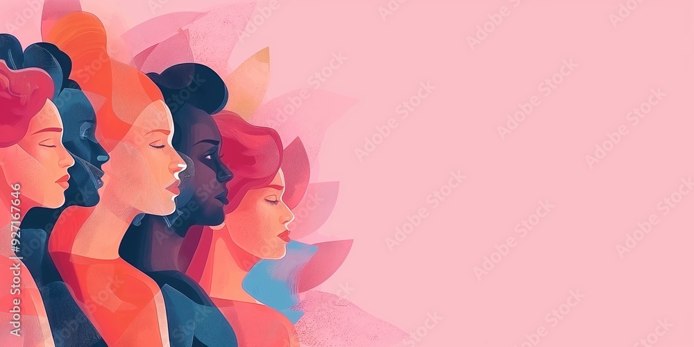Diverse Women Illustration on Pink Background created by ai Diverse Women Illustration on Pink Background created by ai