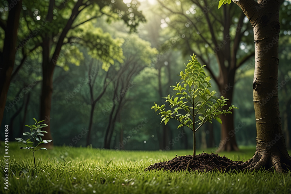 Fototapeta premium Green grass in the forest