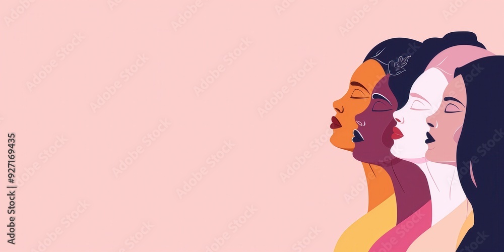 Diverse Women Illustration on Pink Background created by ai Diverse Women Illustration on Pink Background created by ai