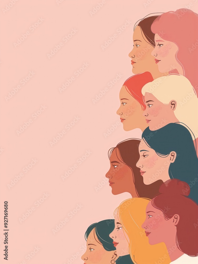 Obraz premium Diverse Women Illustration on Pink Background created by ai