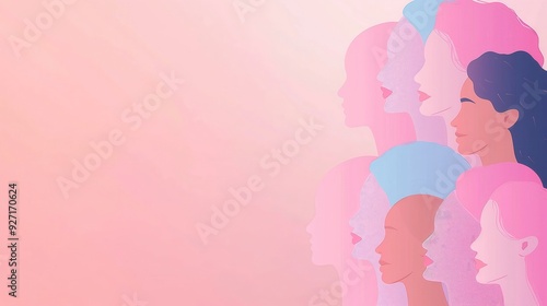 Diverse Women Illustration on Pink Background created by ai