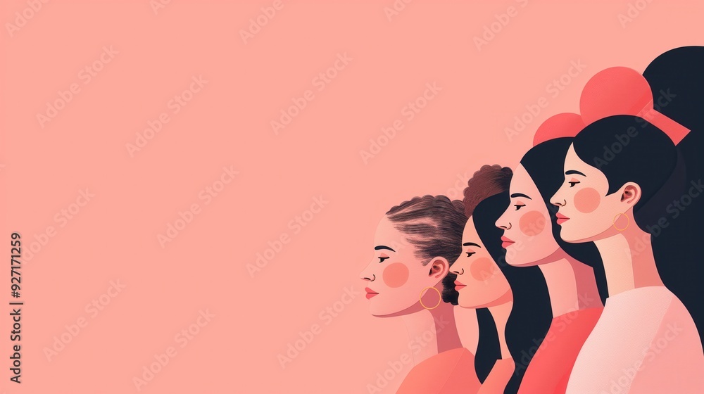 Diverse Women Illustration on Pink Background created by ai Diverse Women Illustration on Pink Background created by ai