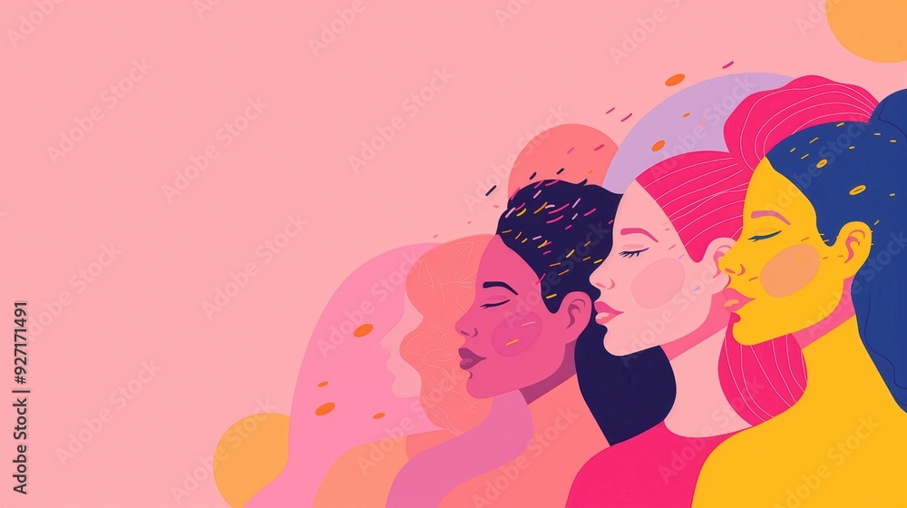 Diverse Women Illustration on Pink Background created by ai Diverse Women Illustration on Pink Background created by ai
