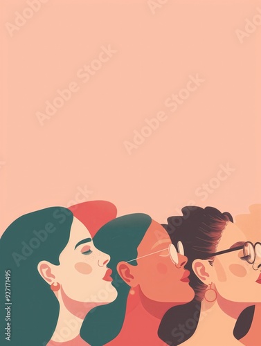 Diverse Women Illustration on Pink Background created by ai