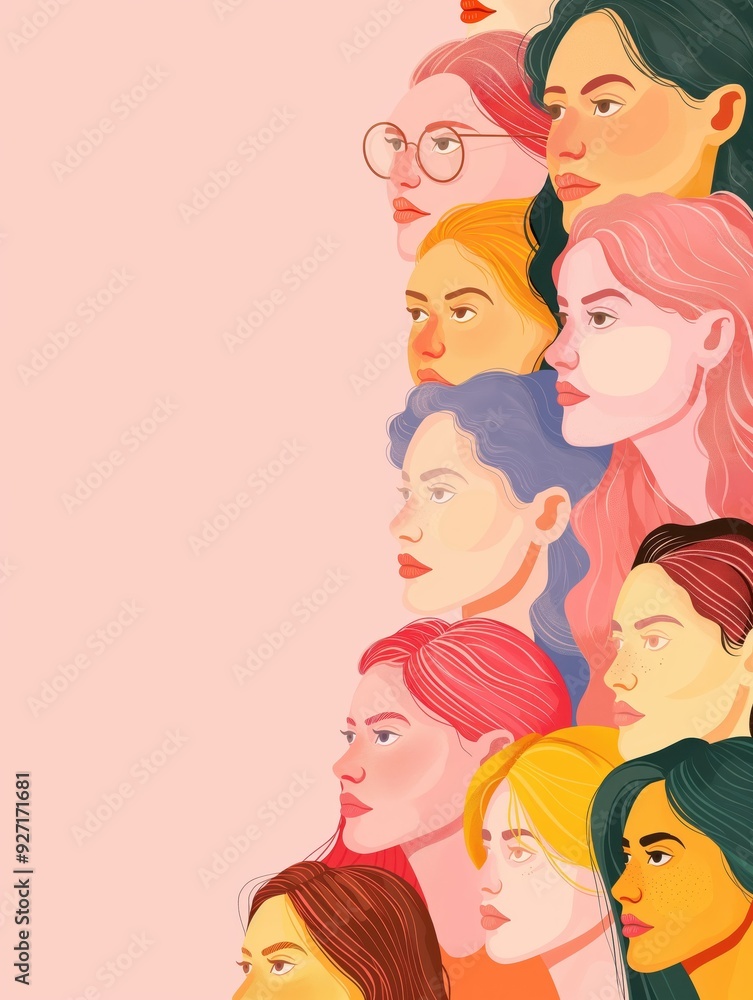 Diverse Women Illustration on Pink Background created by ai Diverse Women Illustration on Pink Background created by ai