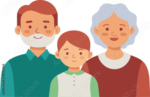 A joyful family celebrates together, showcasing the bond between grandparents and their grandchild.
