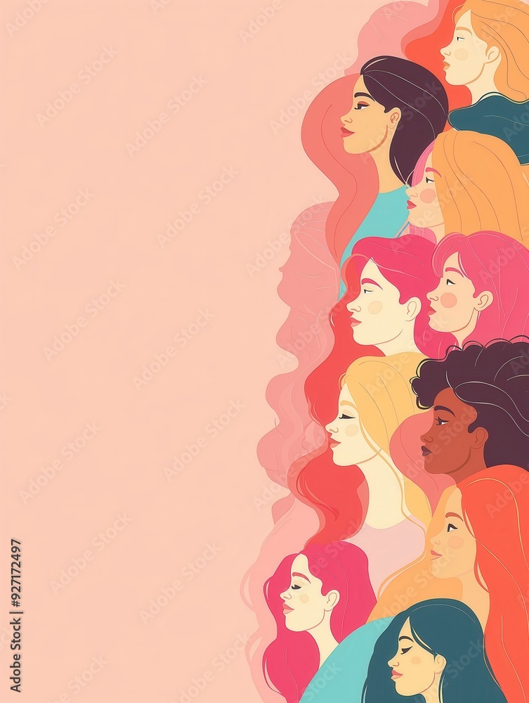 Diverse Women Illustration on Pink Background created by ai Diverse Women Illustration on Pink Background created by ai