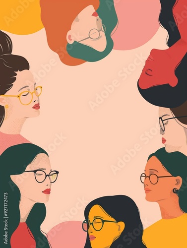 Diverse Women Illustration on Pink Background created by ai