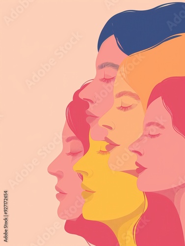 Diverse Women Illustration on Pink Background created by ai