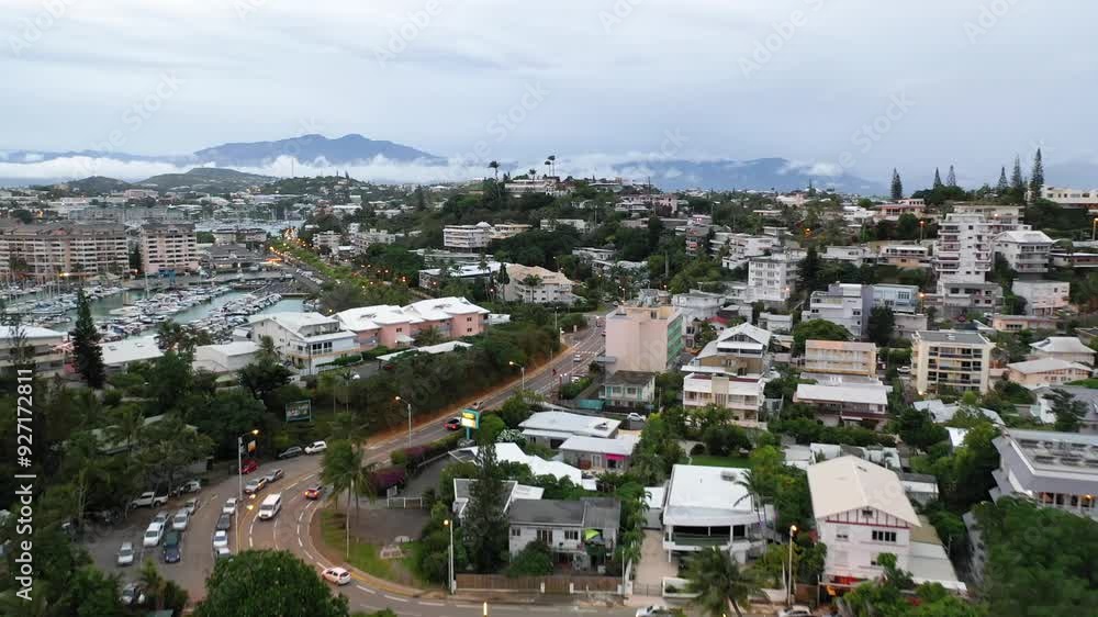 Aerial view of the Noumea, NEW CALEDONIA from the sea / Nouméa, Nouvelle Calédonie Aerial view of the Noumea, NEW CALEDONIA from the sea / Nouméa, Nouvelle Calédonie