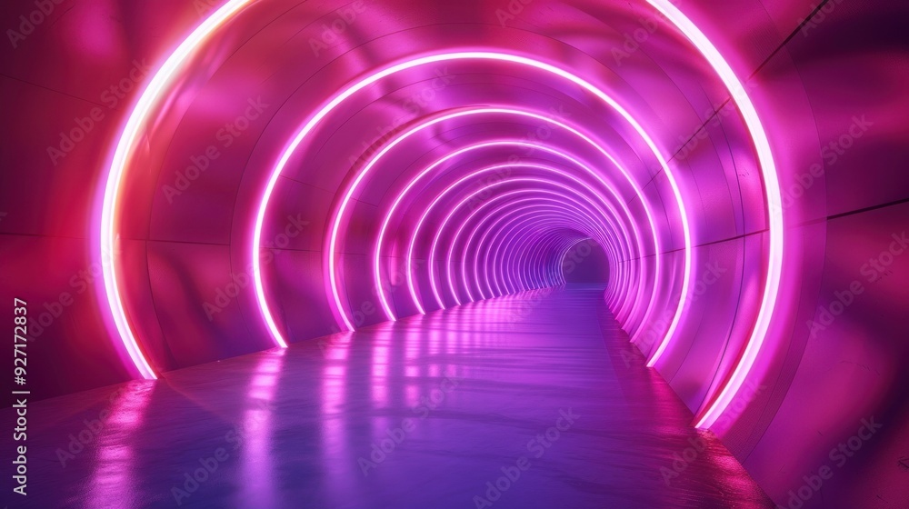 Spinning Tunnel with Pink Violet Neon Light. Modern Neon Light Spectrum Spinning Tunnel with Pink Violet Neon Light. Modern Neon Light Spectrum