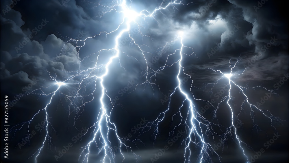 Abstract black lightning bolts illuminating a dark sky with their electric glow, electric, storm, power, energy, thunder, dramatic Abstract black lightning bolts illuminating a dark sky with their electric glow, electric, storm, power, energy, thunder, dramatic