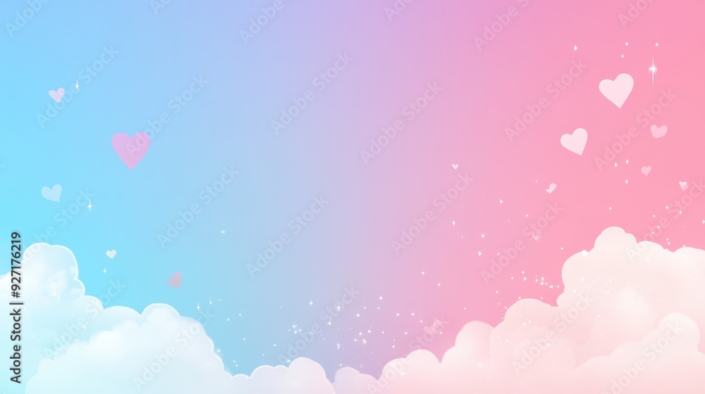 A dreamy pastel background with clouds and hearts, perfect for romantic or whimsical designs. A dreamy pastel background with clouds and hearts, perfect for romantic or whimsical designs.