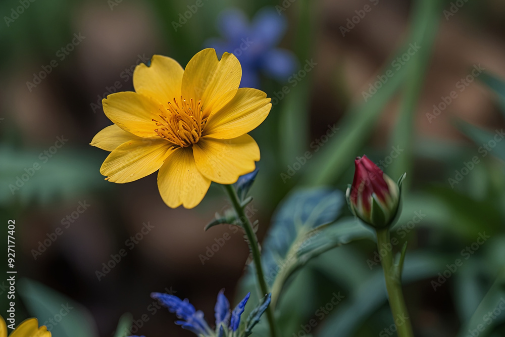Yellow flower in the blur background Yellow flower in the blur background