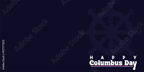 Columbus Day Background with Silhouette of Ship, Steer Wheel and Copy Space Area. Suitable to place on content with that theme