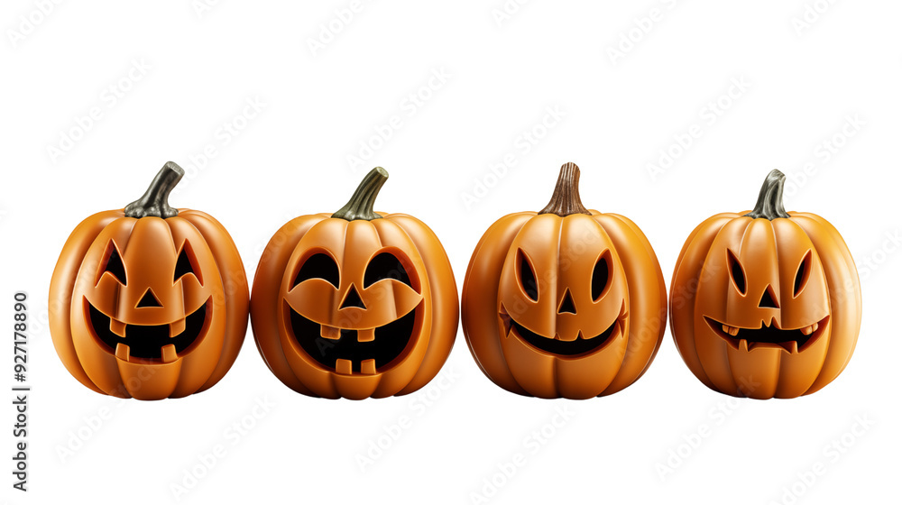 four funny halloween pumpkins isolated on transparent background. four funny halloween pumpkins isolated on transparent background.