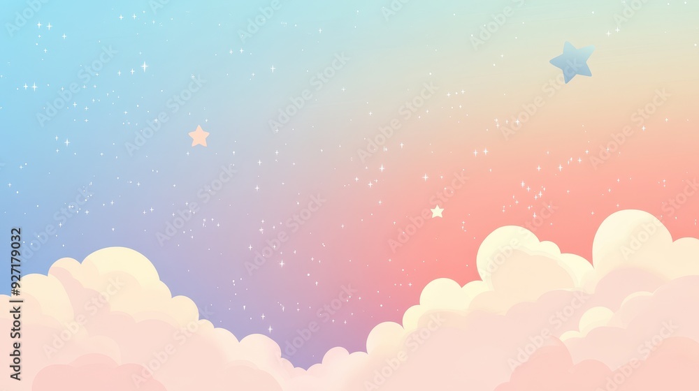A dreamy sky with pastel clouds and twinkling stars, creating a serene atmosphere. A dreamy sky with pastel clouds and twinkling stars, creating a serene atmosphere.
