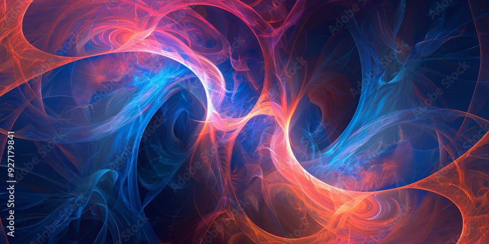 Fototapeta premium Abstract blue and red background with swirling lines generative ai 
