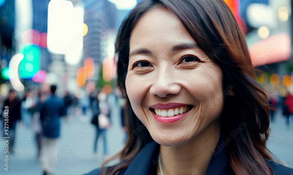Asian woman smiling in New York City, United States of America. Asian woman smiling in New York City, United States of America.