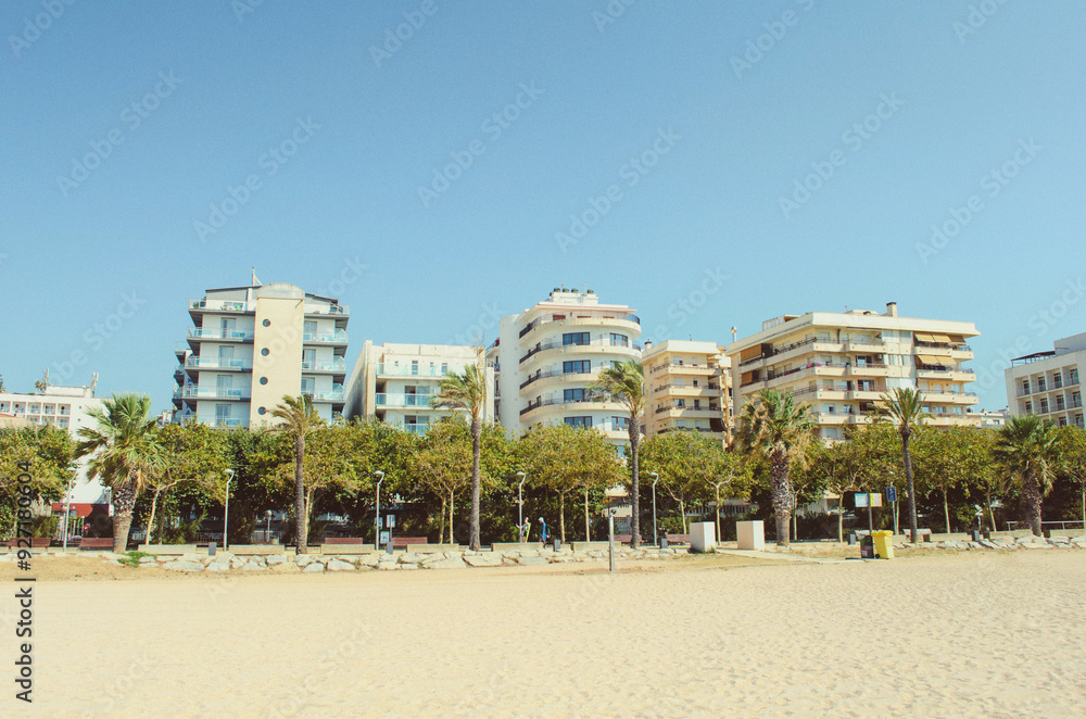 Beach in the small town of Calella Spain