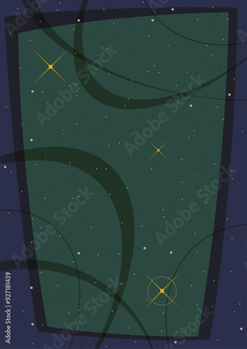 1950s - 1960s Space Illustrations Style Background, Vector Template for Retro Style Cosmic Posters, Covers, Illustrations