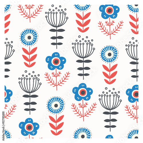 seamless pattern flat ornament motif scandinavian