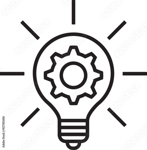 Light bulb gear icon silhouettes vector style illustration on a white background