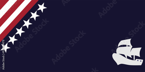 Columbus Day Background with Silhouette of Ship, Steer Wheel and Copy Space Area. Suitable to place on content with that theme