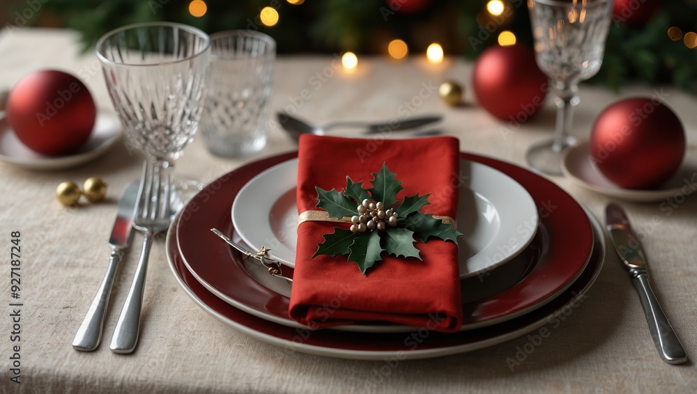 Table setting for christmas dinner Table setting for christmas dinner
