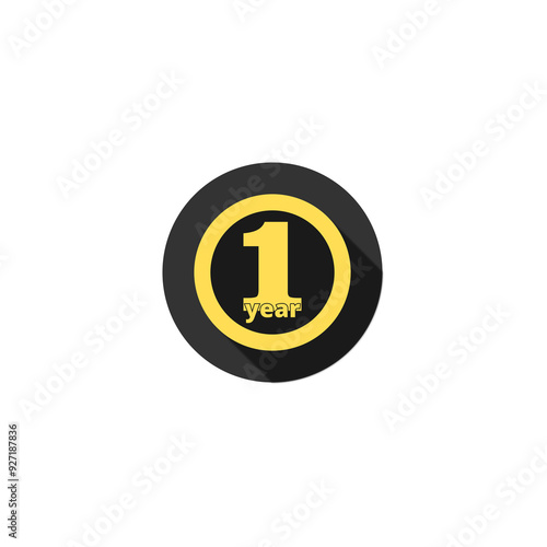 1 one year warranty icon isolated on transparent background