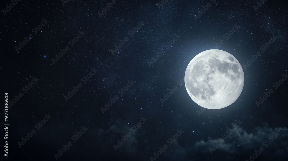 romantic, large white moon glowing brightly in a starry night sky, with wisps of clouds beneath it, creating a dreamy and serene atmosphere that evokes a sense of wonder and tranqu romantic, large white moon glowing brightly in a starry night sky, with wisps of clouds beneath it, creating a dreamy and serene atmosphere that evokes a sense of wonder and tranqu