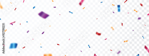 Colorful confetti banner on transparent background