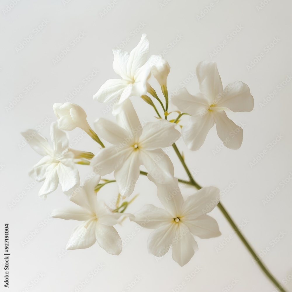 Elegant Jasmine Flowers on White Background Elegant Jasmine Flowers on White Background