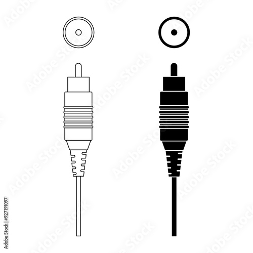 male female RCA connector icon set