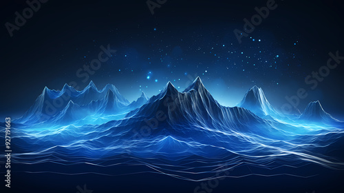 Blue mountains and starry sky