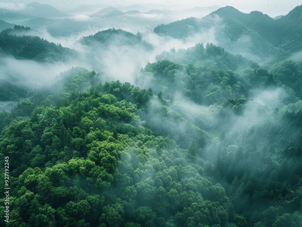 Aerial View of Wudang Mountain Forest in China Aerial View of Wudang Mountain Forest in China