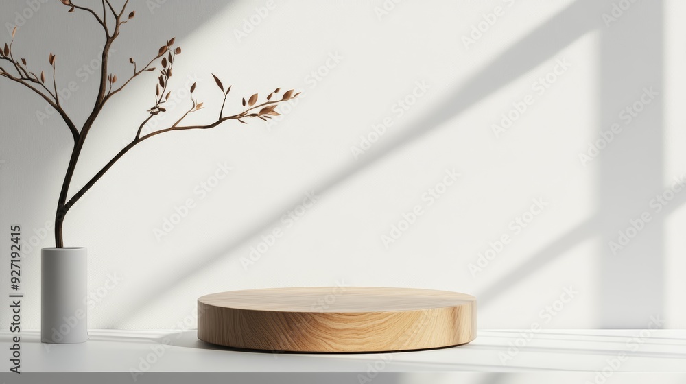 Simple Minimalist Product Podium on White Background Simple Minimalist Product Podium on White Background