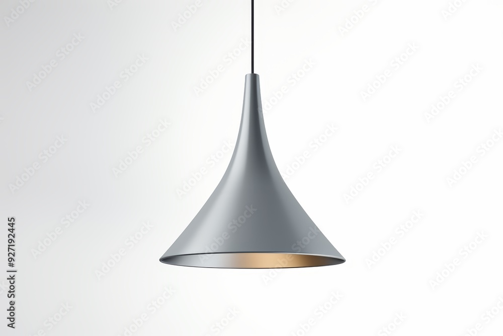 Fototapeta premium Modern Grey Metal Pendant Light on White Background