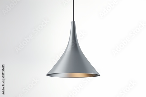 Modern Grey Metal Pendant Light on White Background