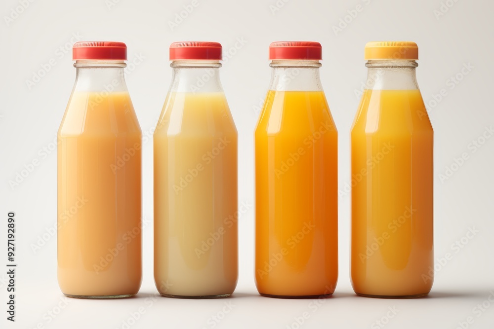 Juice Bottles in Grid-Based Layout, Photo-Realistic Juice Bottles in Grid-Based Layout, Photo-Realistic