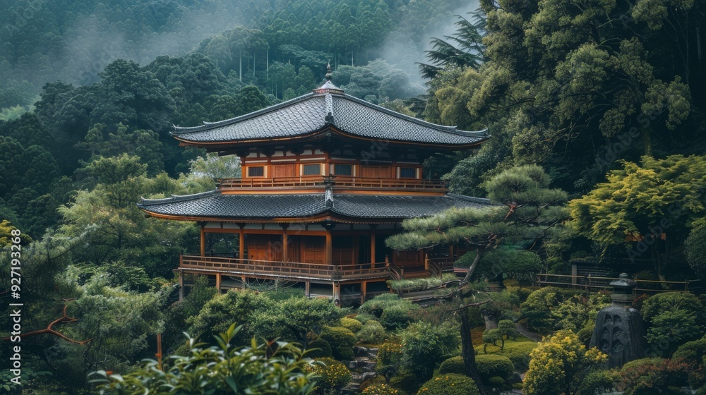 Traditional Japanese house with a zen garden Traditional Japanese house with a zen garden