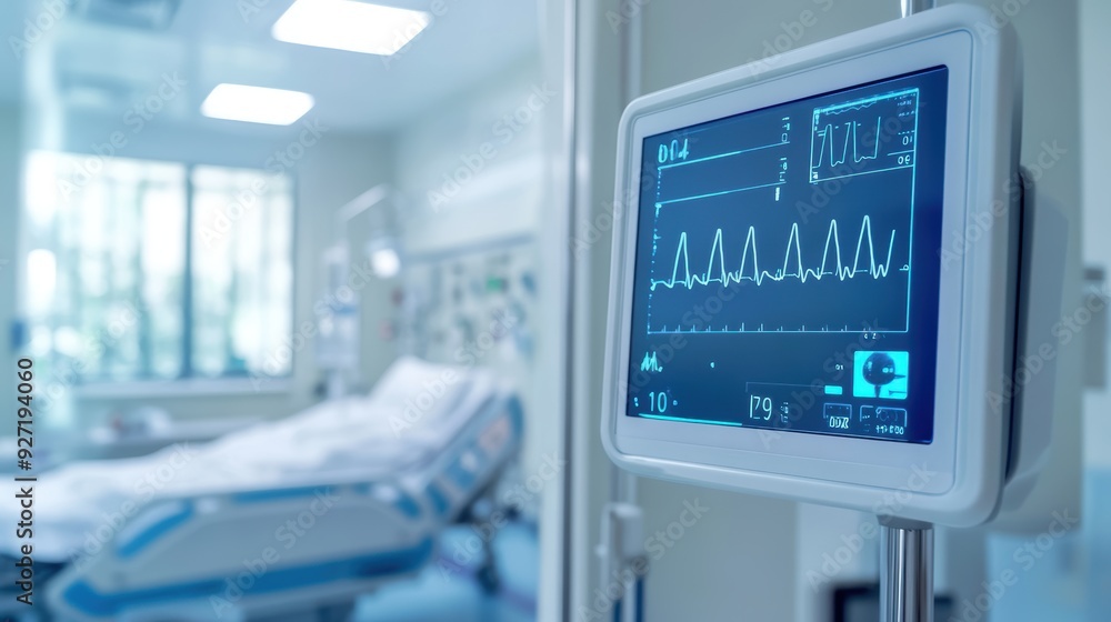Advanced Health Monitoring System Tracking Patient's Vital Signs in Hospital Room Advanced Health Monitoring System Tracking Patient's Vital Signs in Hospital Room