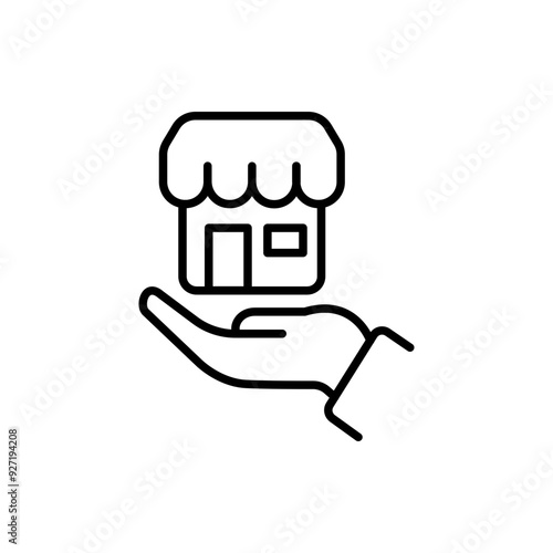 Franchise store outline icons, minimalist vector illustration ,simple transparent graphic element .Isolated on white background