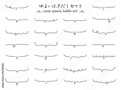 手描き風のゆるい吹き出しのベクターイラストセット　フレーム　ふきだし　飾り　手書き　枠